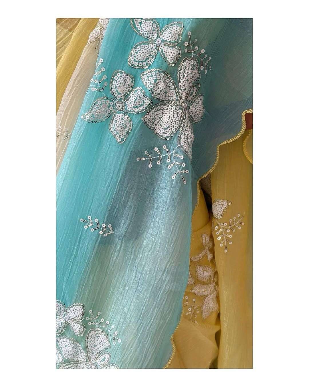 Super Trending Designer Saree - Crunchy Crush Fabric with Dual Sequence Embroidery & Sequins Blouse